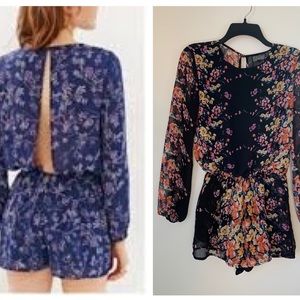 Lucca Couture Dark Florals Open Back Romper